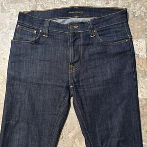 Nudie Jeans Mens 31x34 (Fits 32x31) Thin Finn Denim Dark Wash Indigo Italy